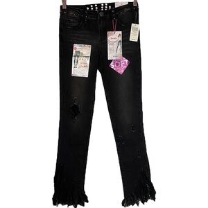 Almost Famous The Must Have Mid Rise Ankle Stretch Distressed Fringe Juniors 3